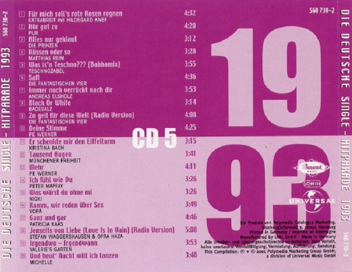 2001 - VA - Die Deutsche Single Hitparade 1993 - Back.jpg