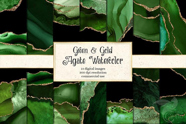 Paper,Texture,Background - Green and Gold Agate Watercolor Digital Paper.jpg